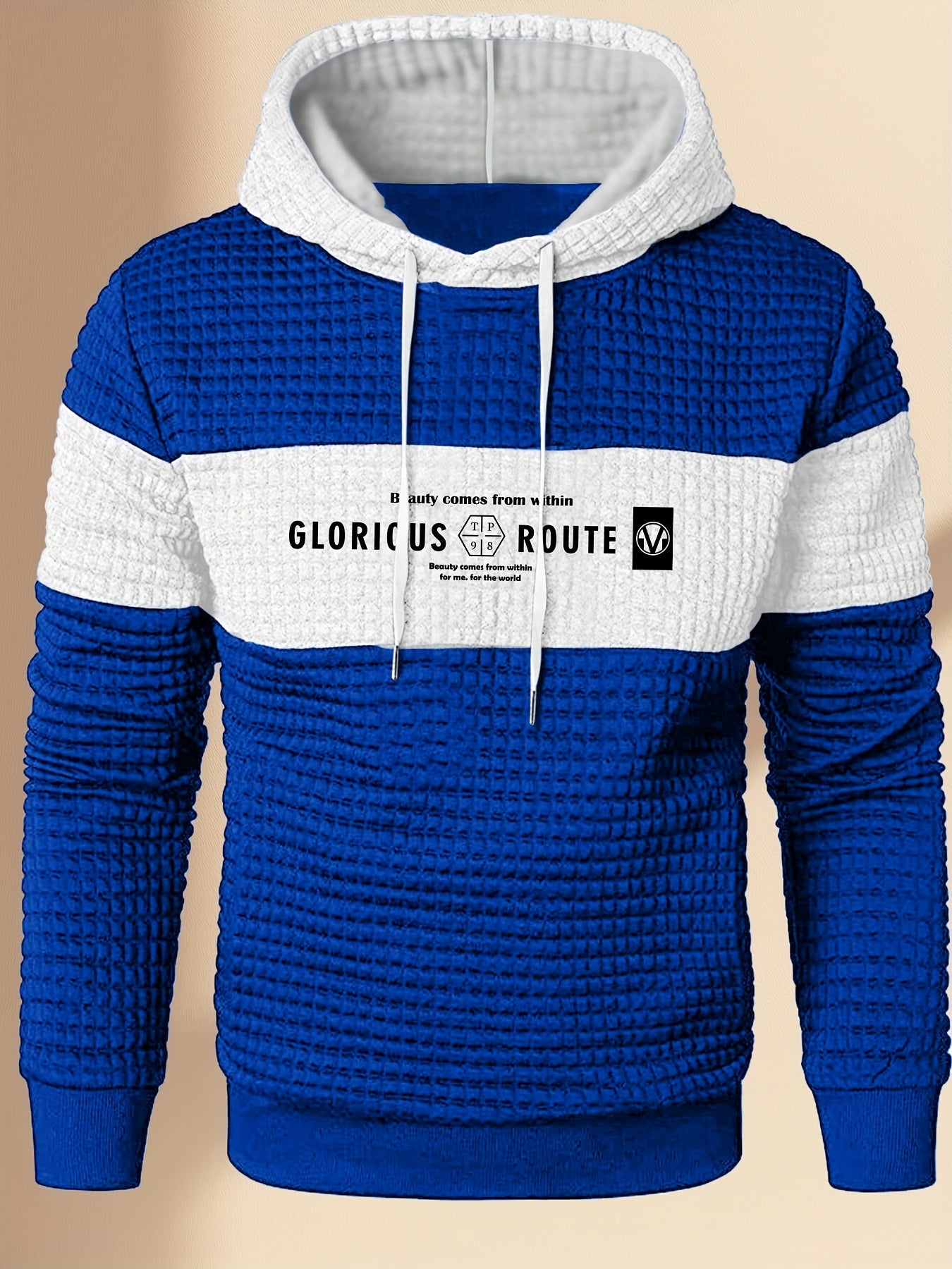 Mens Athletic Casual Long Sleeve Letter Print Hooded Sweatshirt