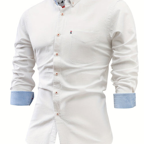 Mens Casual Button-Front Long Sleeve Classic Shirt