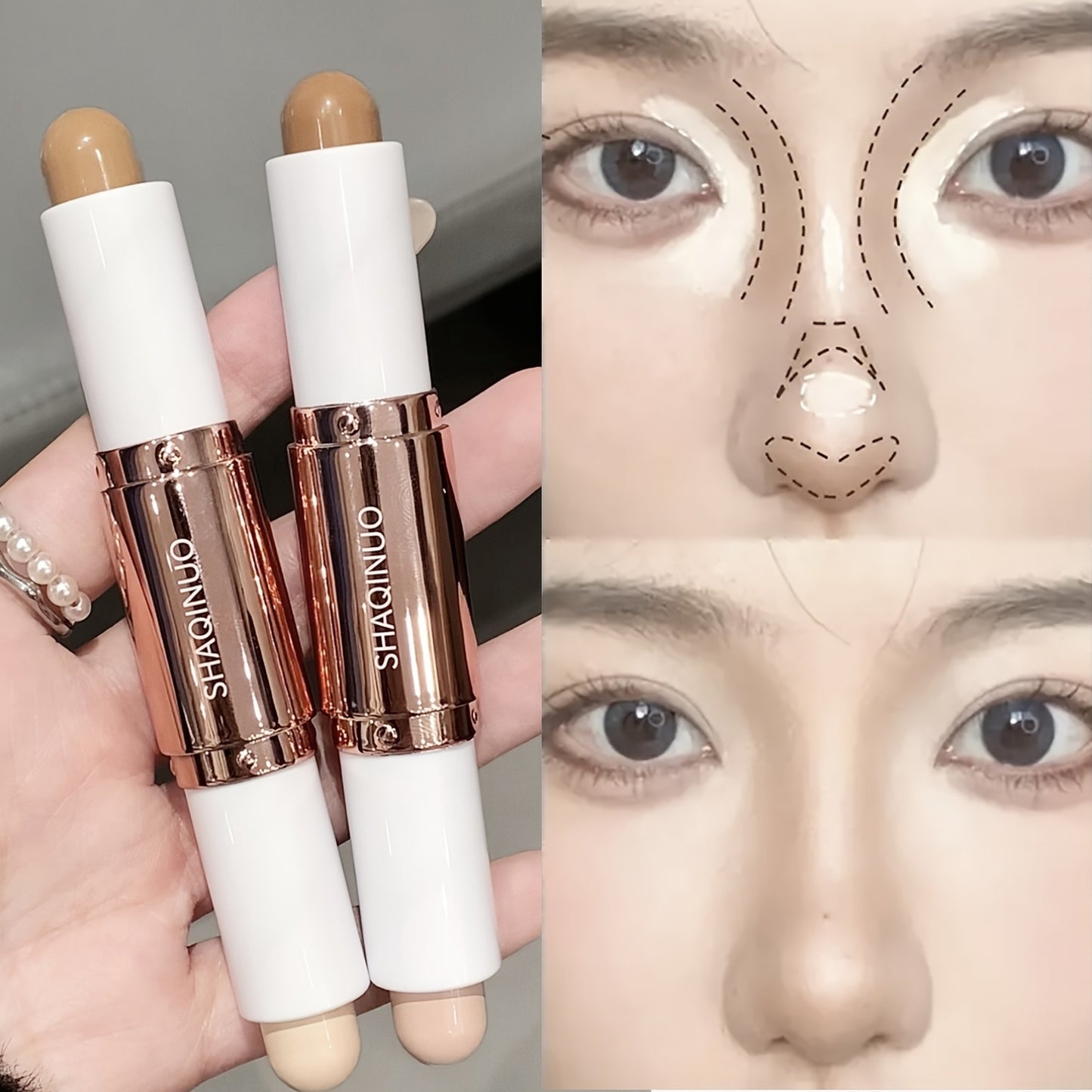 Waterproof Long Lasting Dual-Ended Highlighter And Contour Stick for Defined Facial Contours