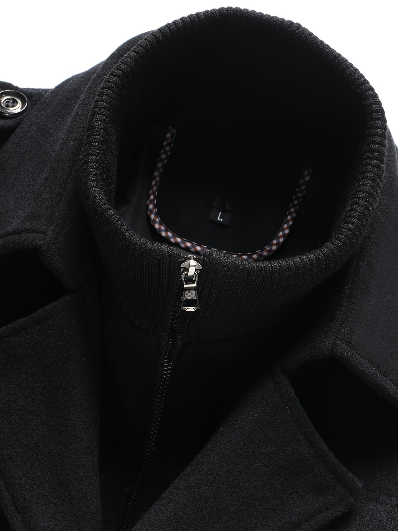 Mens Winter Detachable Double-Breasted Round Neck Coat