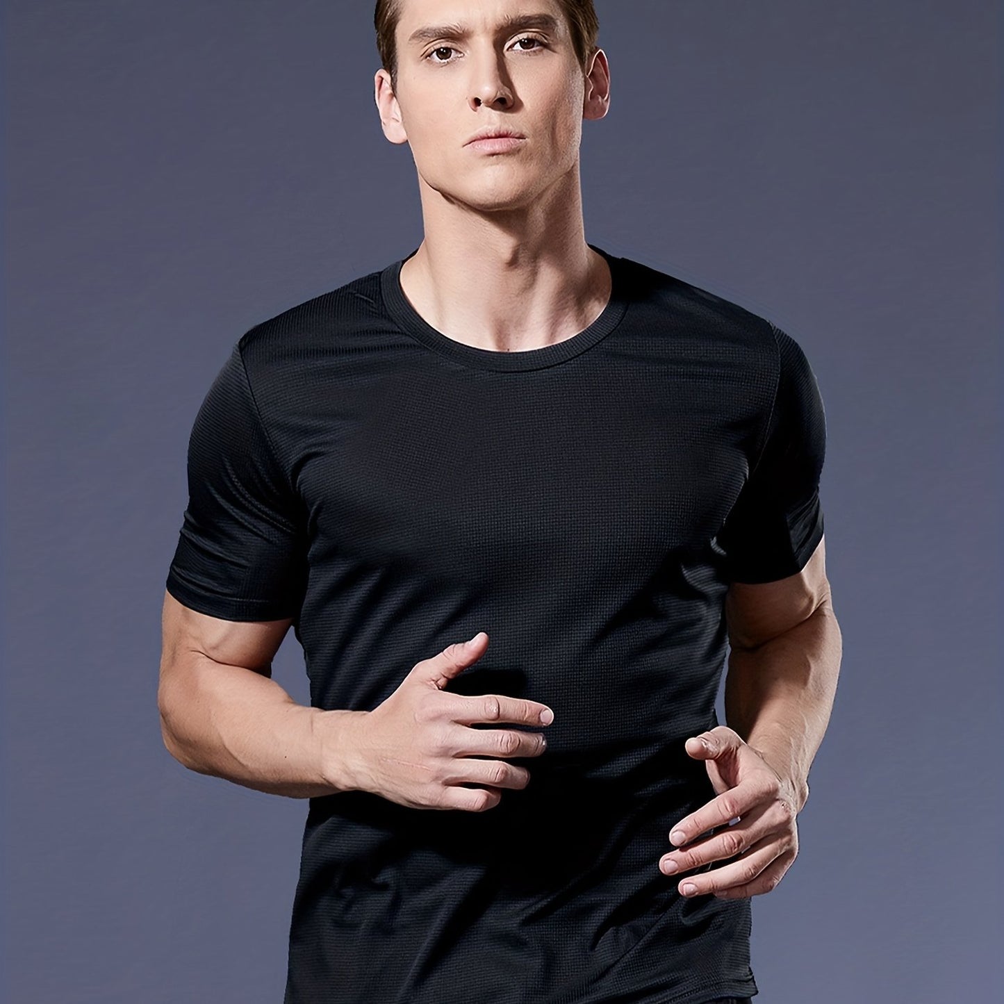 Mens Breathable Activewear Quick-Dry Ultra-Thin Lightweight Crew Neck Tshirt