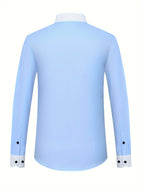 Mens Double-Layer Collar Long Sleeve Casual & Formal Style Contrast Shirt