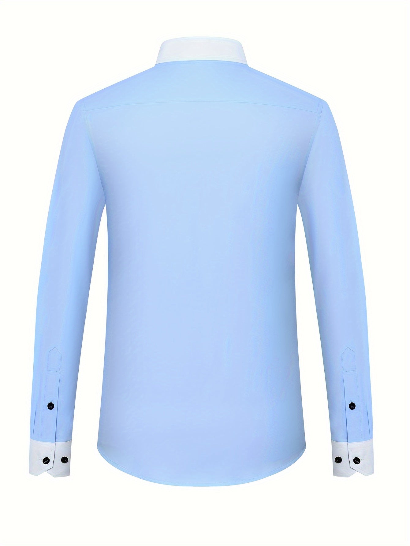 Mens Double-Layer Collar Long Sleeve Casual & Formal Style Contrast Shirt