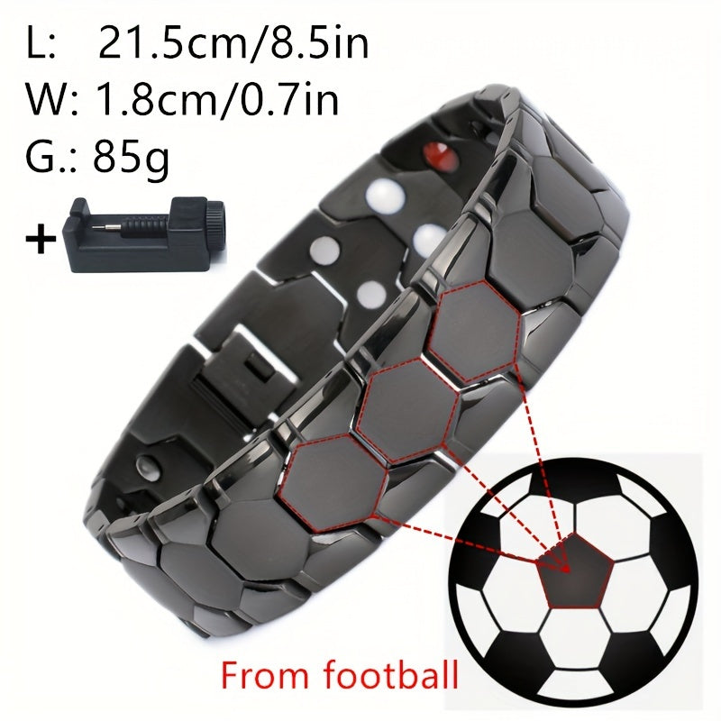 Mens Heavy-Duty Titanium Steel Hexagonal Accent Bracelet