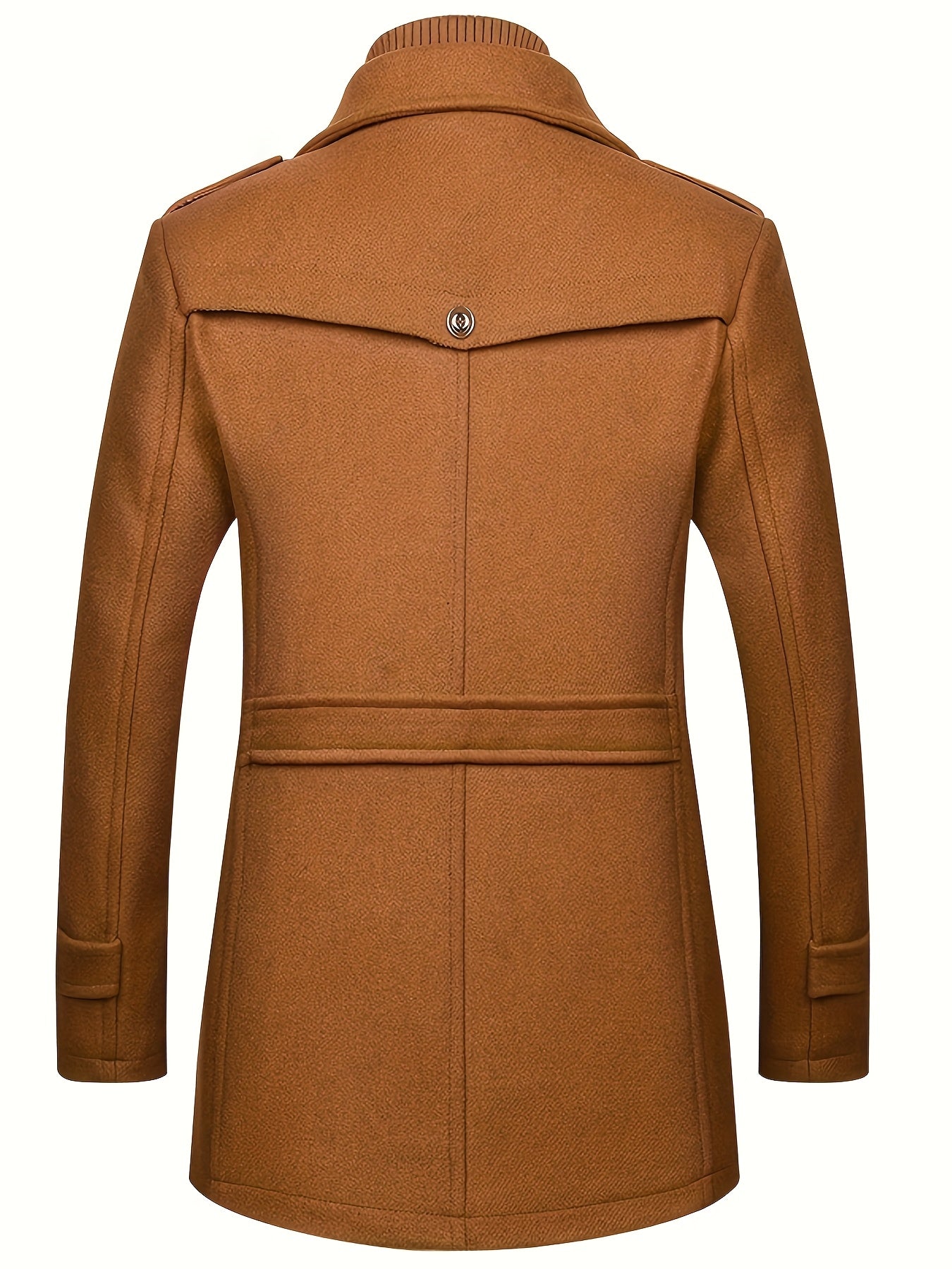 Mens Winter Detachable Double-Breasted Round Neck Coat