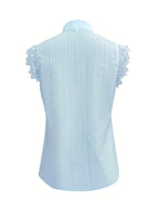 Women'S Elegant V-Neck Sleeveless Blouse - Chic Office to Party Tops, Button-Front Closure, Lightweight Summer Shirt for Women, Formal & Casual Outfits - Easy-Care, Versatile Clothing, Office Attire, Stylish Top, Fashion Love