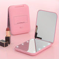 Double Sided Portable LED Pocket Compact Travel Makeup Mirror With Lights