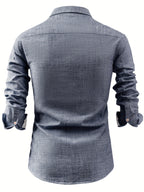 Mens Casual Button-Front Long Sleeve Classic Shirt