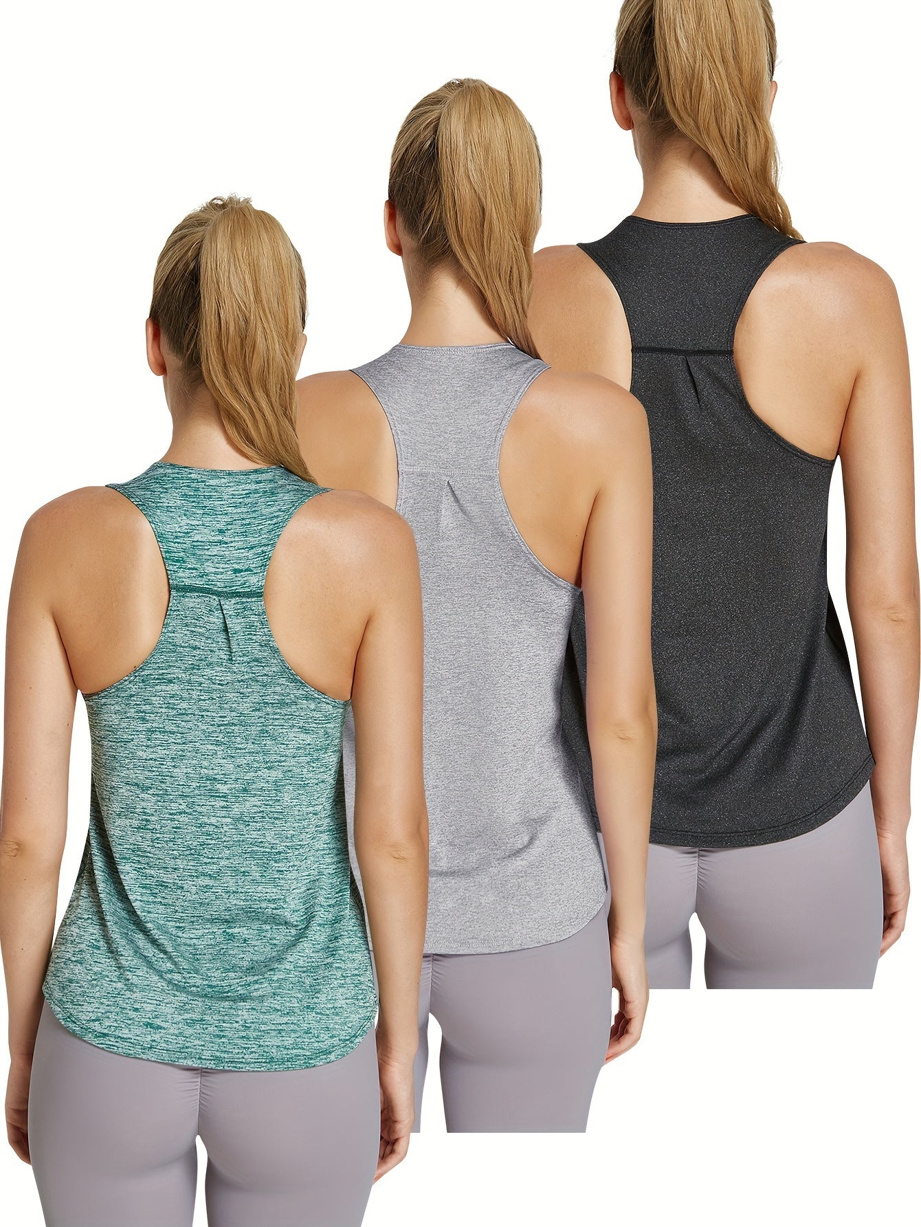 3pcs Womens Breathable Quick Dry Racerback Athletic Tank Tops