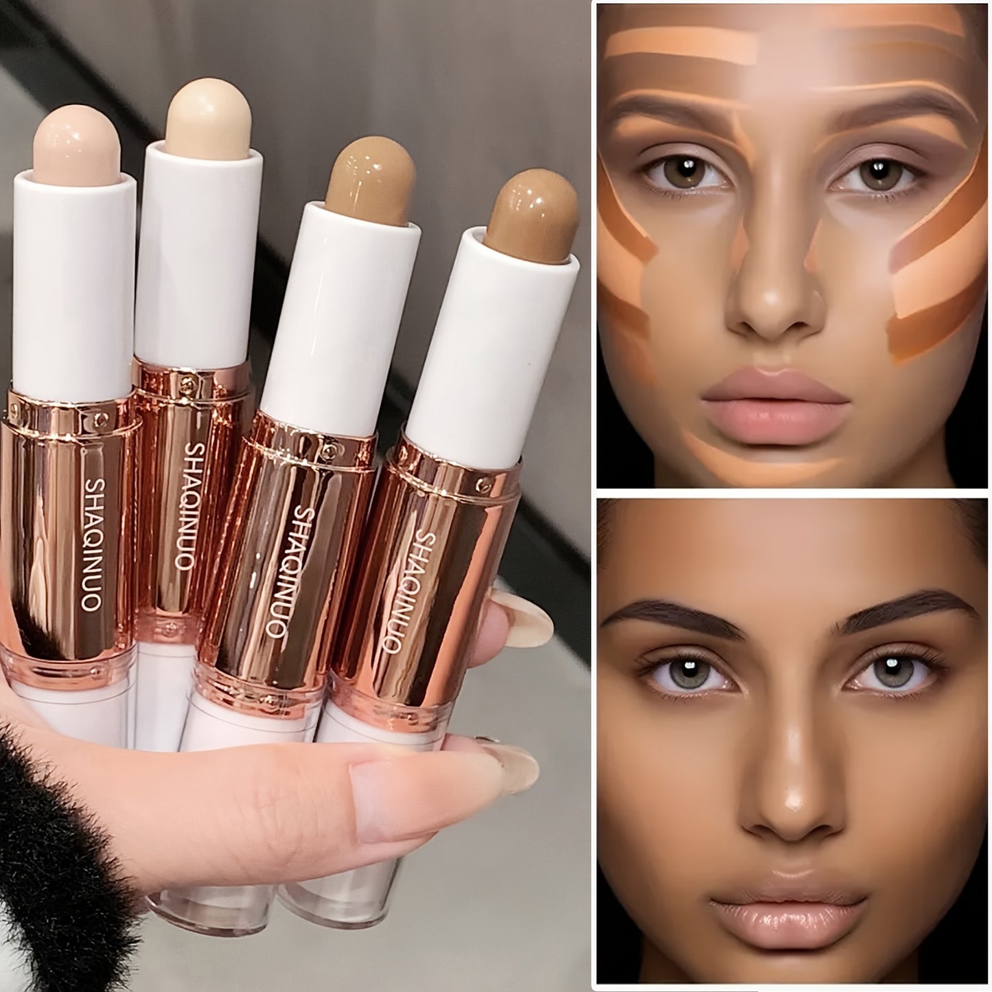 Waterproof Long Lasting Dual-Ended Highlighter And Contour Stick for Defined Facial Contours