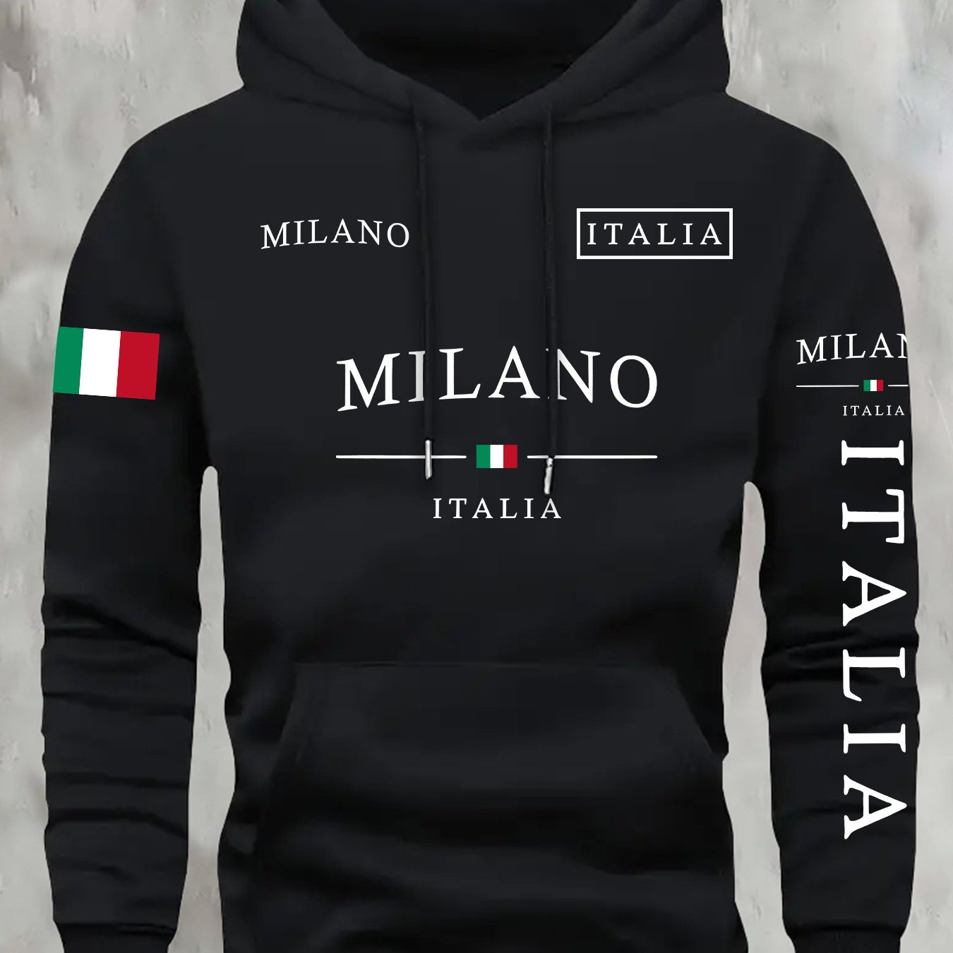 Mens Casual Retro Hooded Letter Print Sweatshirt
