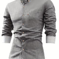 Mens Casual Button-Front Long Sleeve Classic Shirt