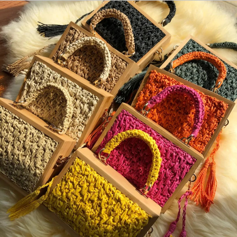 Womens Summer Retro Woven Straw Bags