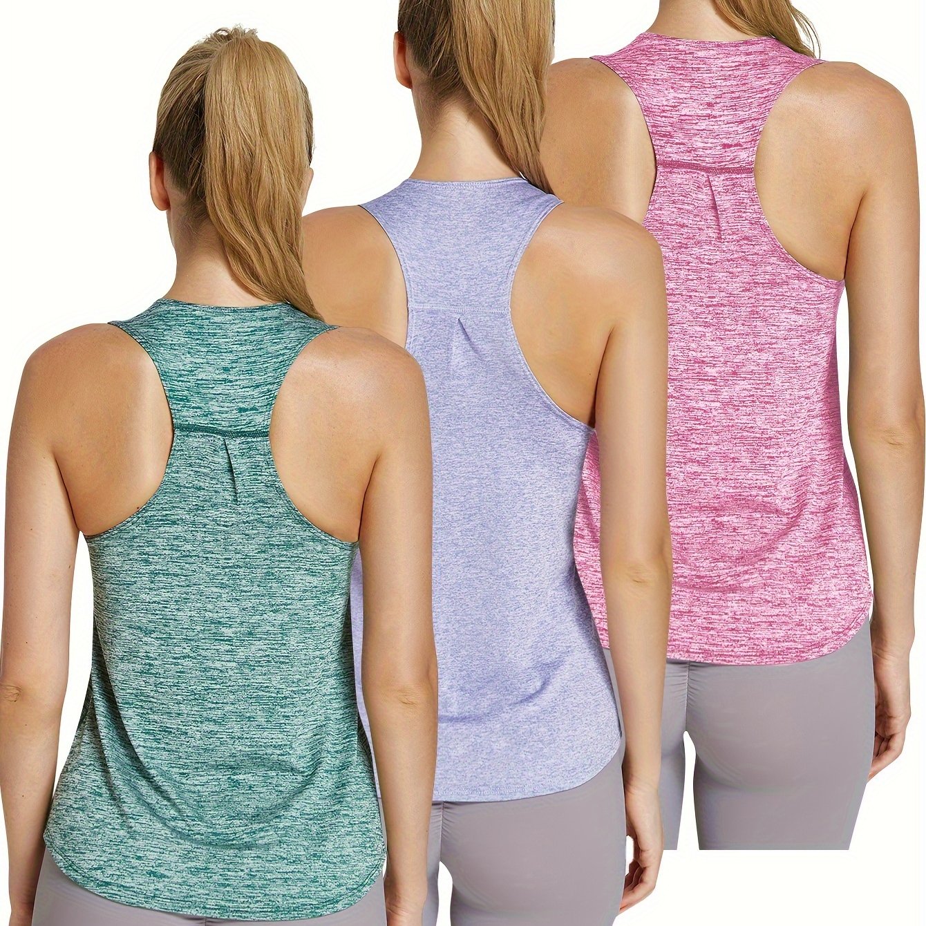 3pcs Womens Breathable Quick Dry Racerback Athletic Tank Tops