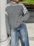 Womens Elegant Half-Turtleneck Knit Solid Colour Sweater