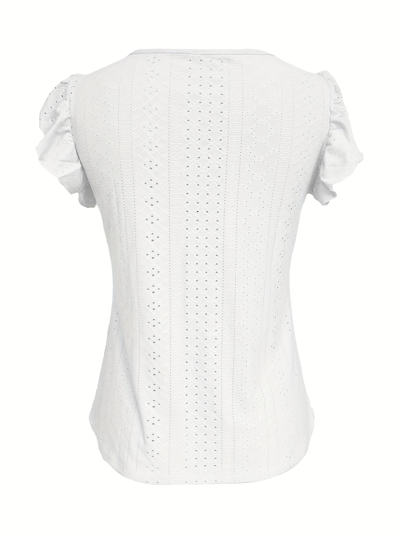 Womens Casual Breathable Solid Colour Semi-Sheer Round Neck Short Sleeve T-Shirt Top