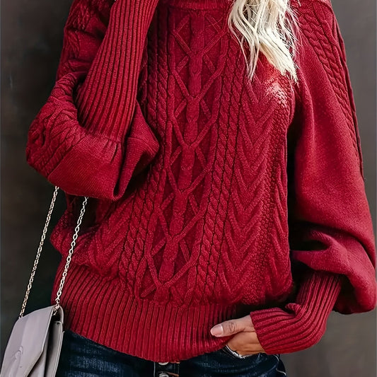 Womens Casual Knitted Long Sleeves High Collar Pullover Jumper