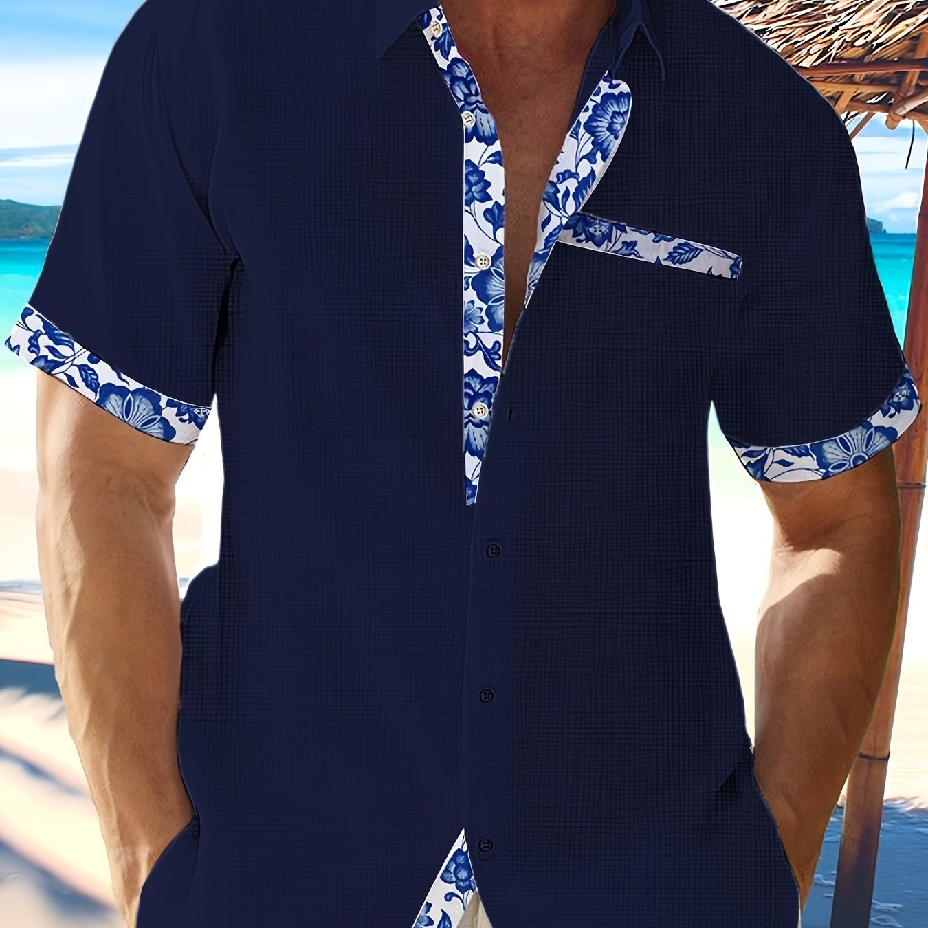 Mens Casual Classic Button-Up Breathable Regular Fit Short Sleeve Shirt