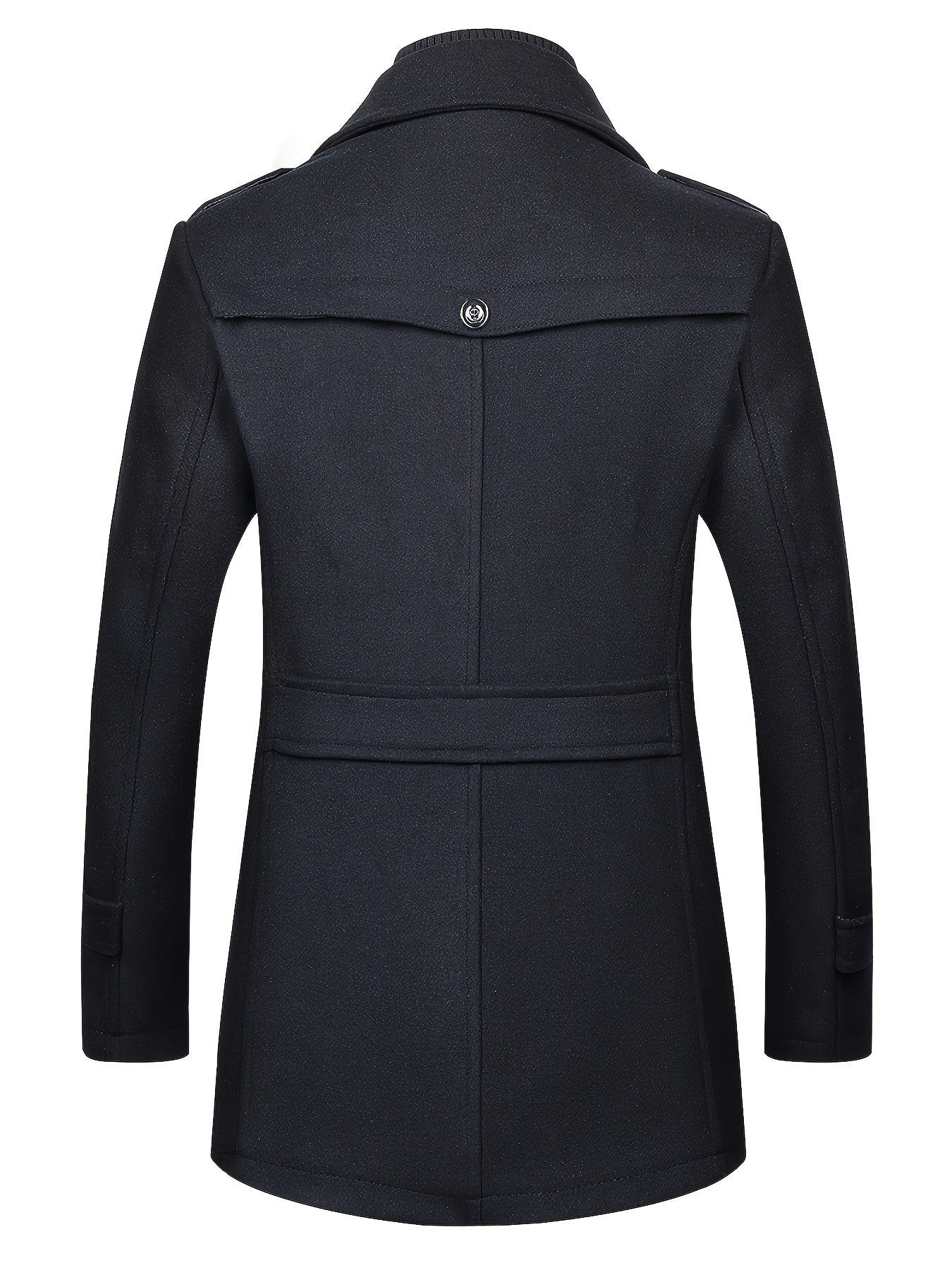 Mens Winter Detachable Double-Breasted Round Neck Coat