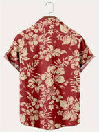 Mens Casual Lightweight Breathable Lapel Hawaiian Tropical Floral Print  Shirt
