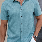 Mens Lightweight Breathable Linen-Blend Short Sleeve Shirt