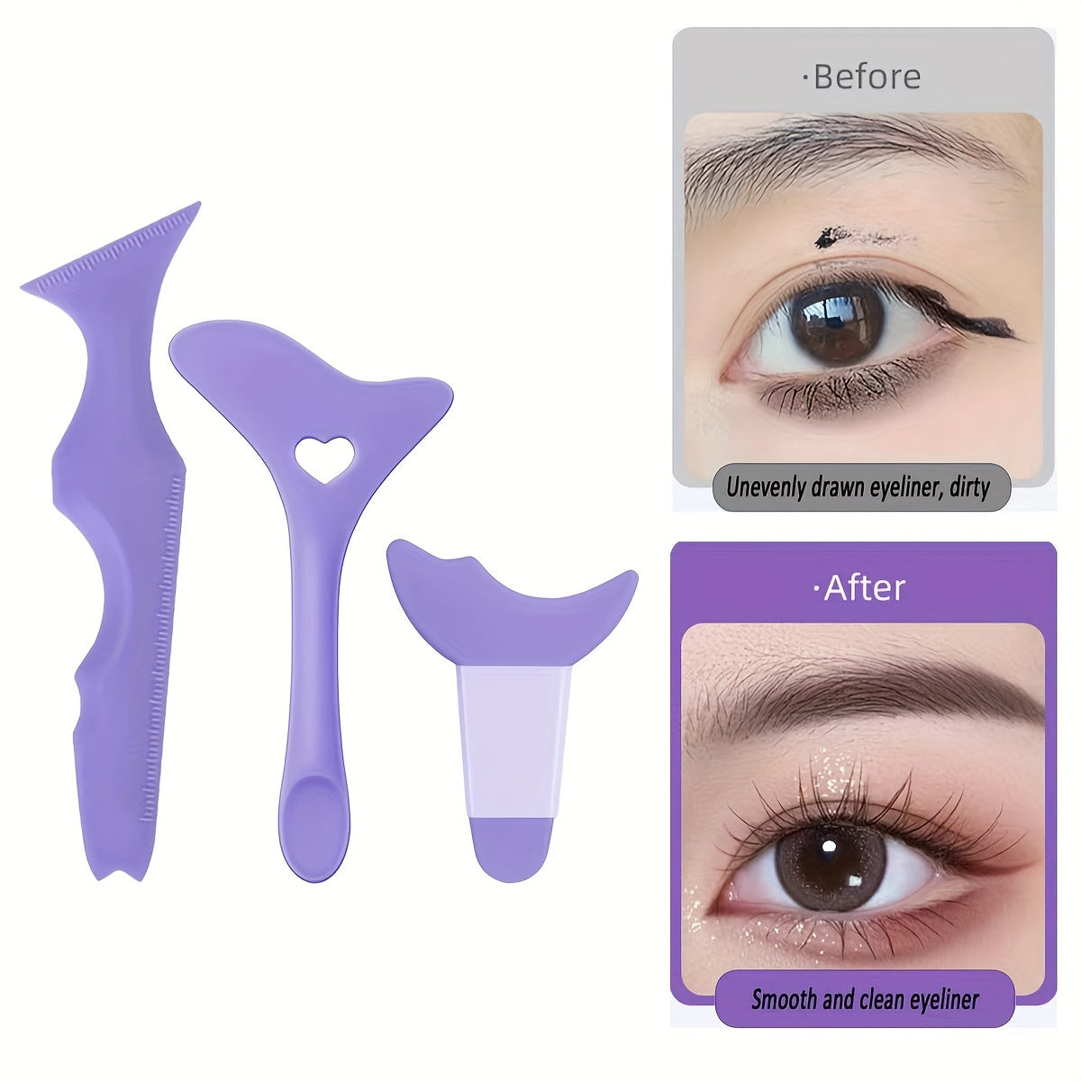 3-Piece Multifunctional Silicone Eyeliner Stencil Set