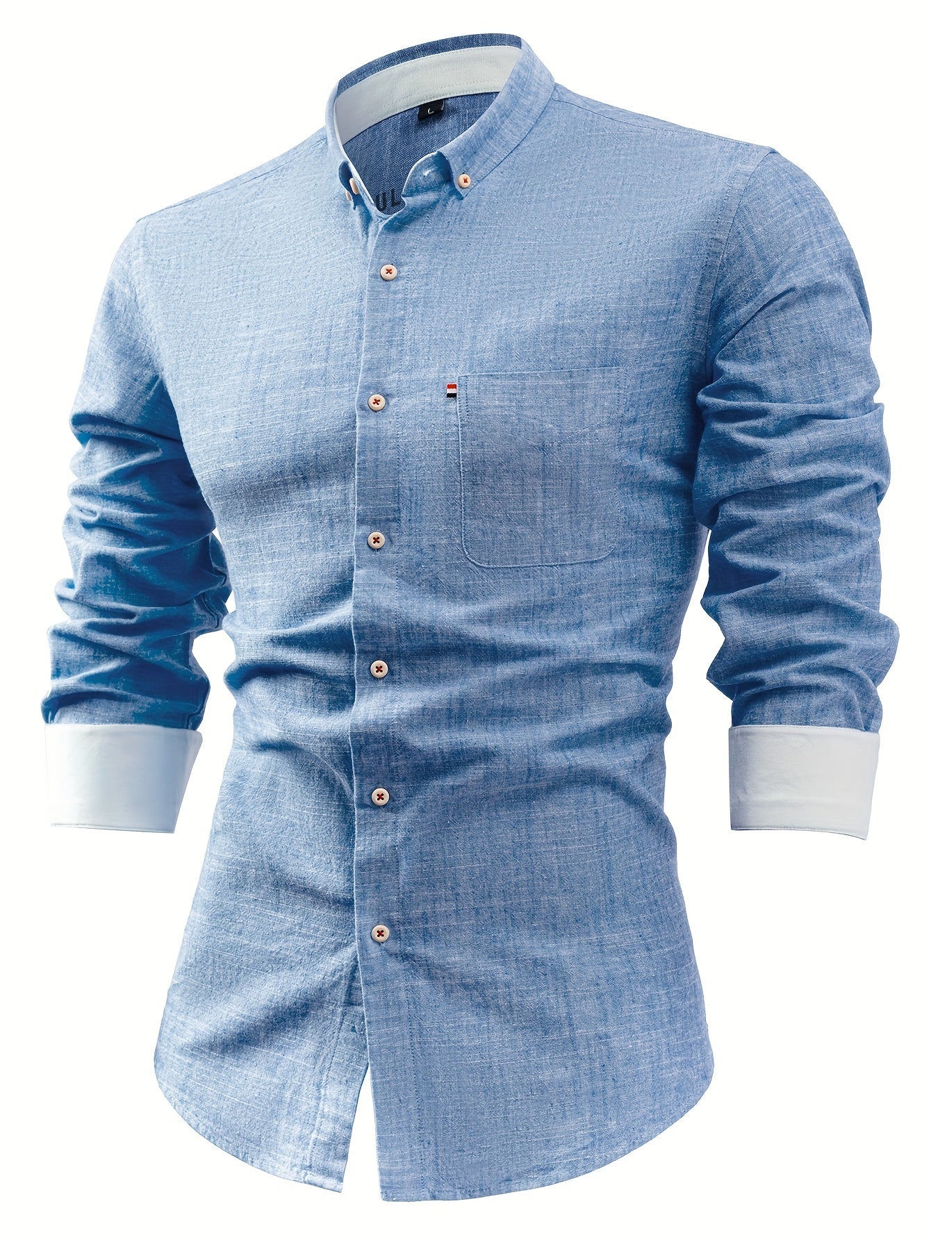 Mens Casual Button-Front Long Sleeve Classic Shirt