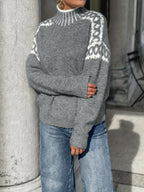 Womens Elegant Half-Turtleneck Knit Solid Colour Sweater