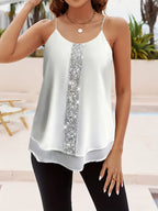 Womens Chic Didi Direction Sequin Splicing Cami Top