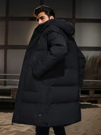 Mens Warm Winter Casual Hooded Soild Colour Outdoor Jacket