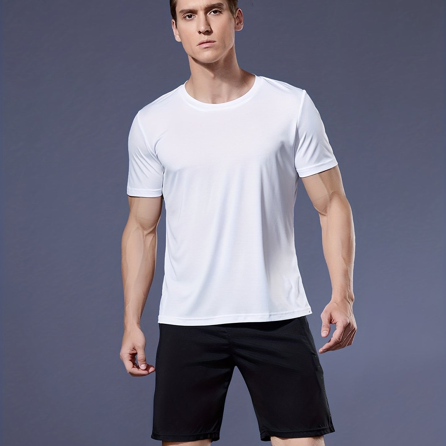 Mens Breathable Activewear Quick-Dry Ultra-Thin Lightweight Crew Neck Tshirt