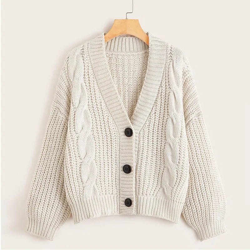 Womens Vintage Knitted V Neck Cardigan