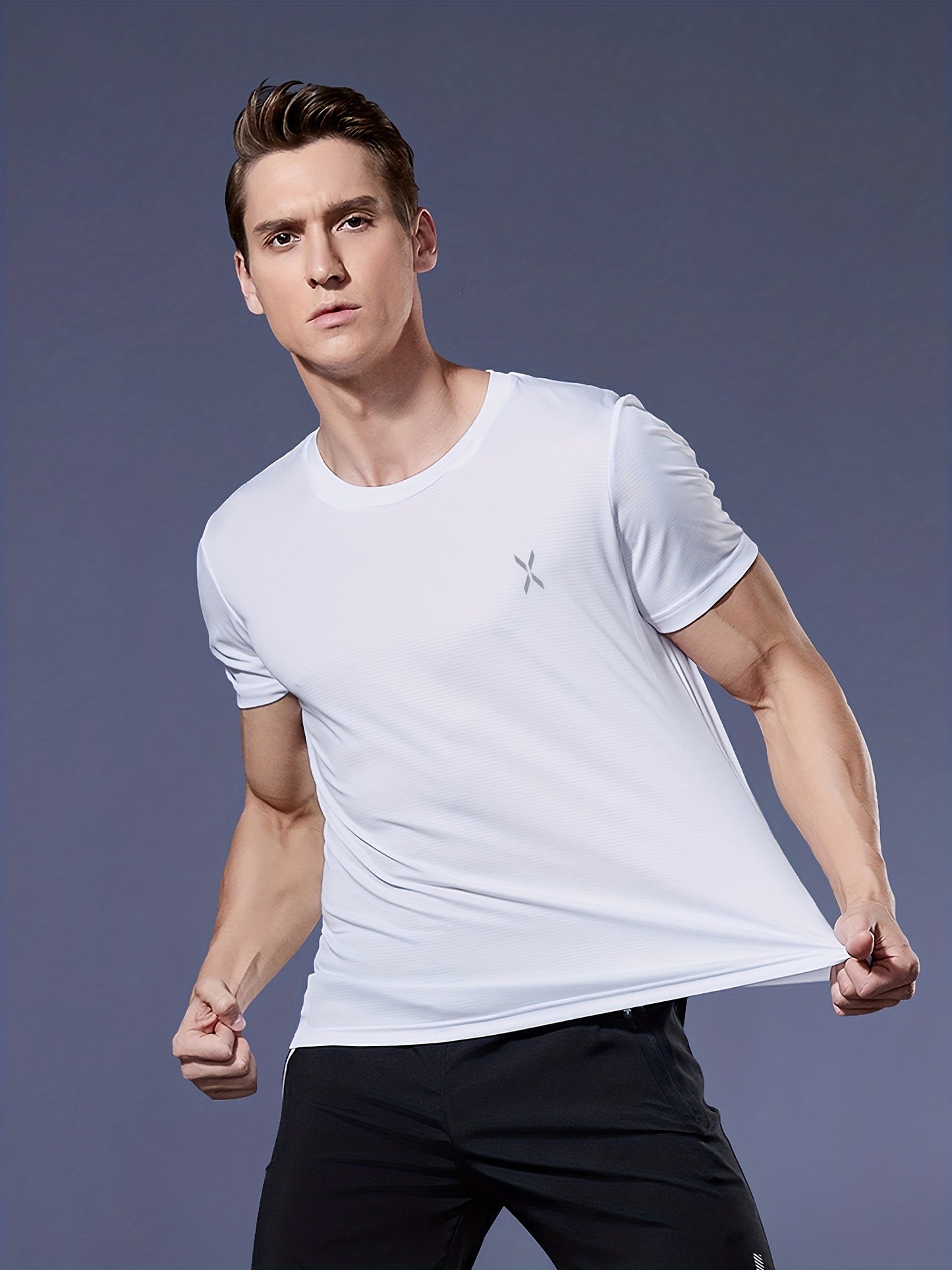 Mens Breathable Activewear Quick-Dry Ultra-Thin Lightweight Crew Neck Tshirt