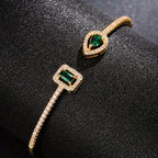 Womens Elegant Cubic Zirconia Geometric Cuff Bracelet