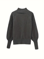 Womens Casual Knitted Long Sleeves High Collar Pullover Jumper