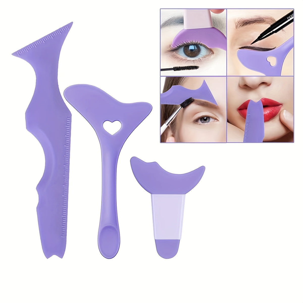 3-Piece Multifunctional Silicone Eyeliner Stencil Set