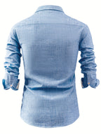 Mens Casual Button-Front Long Sleeve Classic Shirt