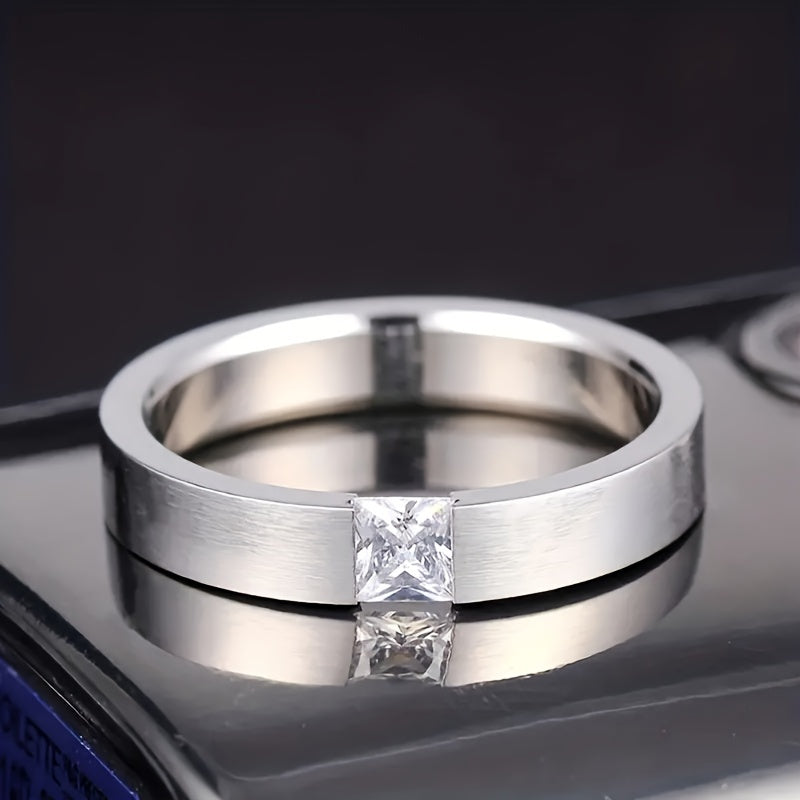 Mens 18K Gold Plated Stainless Steel With Rhinestone Classic Ring
