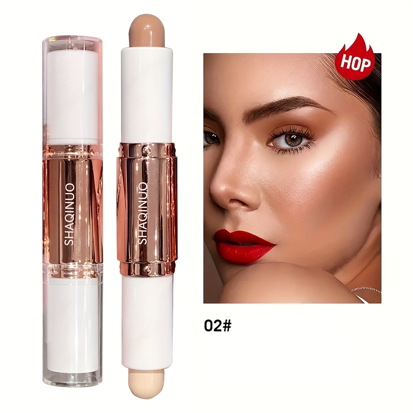 Waterproof Long Lasting Dual-Ended Highlighter And Contour Stick for Defined Facial Contours