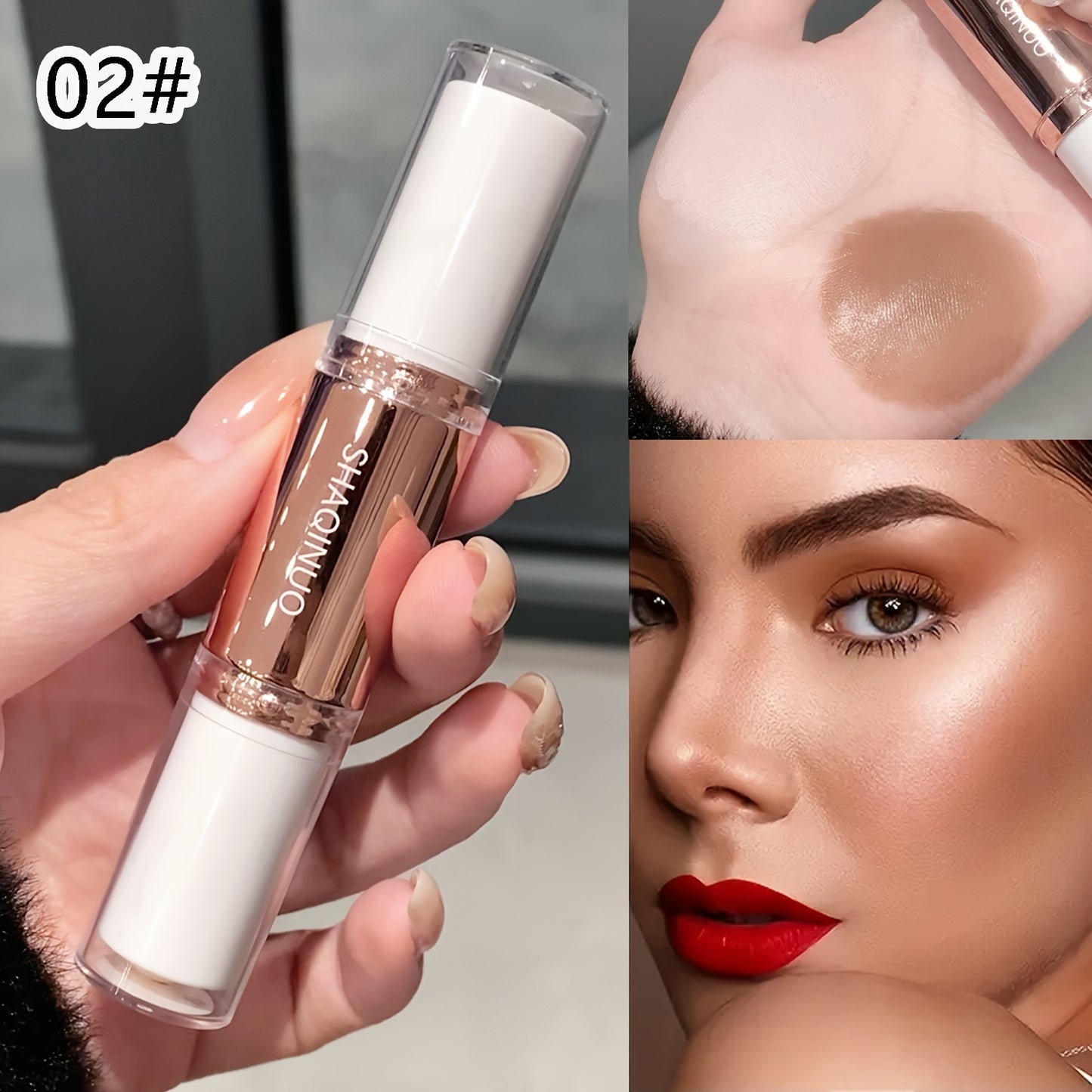 Waterproof Long Lasting Dual-Ended Highlighter And Contour Stick for Defined Facial Contours