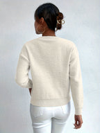 Womens Casual Chunky Drop Shoulder High Elasticity Round Neck Pullover Jumper