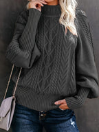 Womens Casual Knitted Long Sleeves High Collar Pullover Jumper