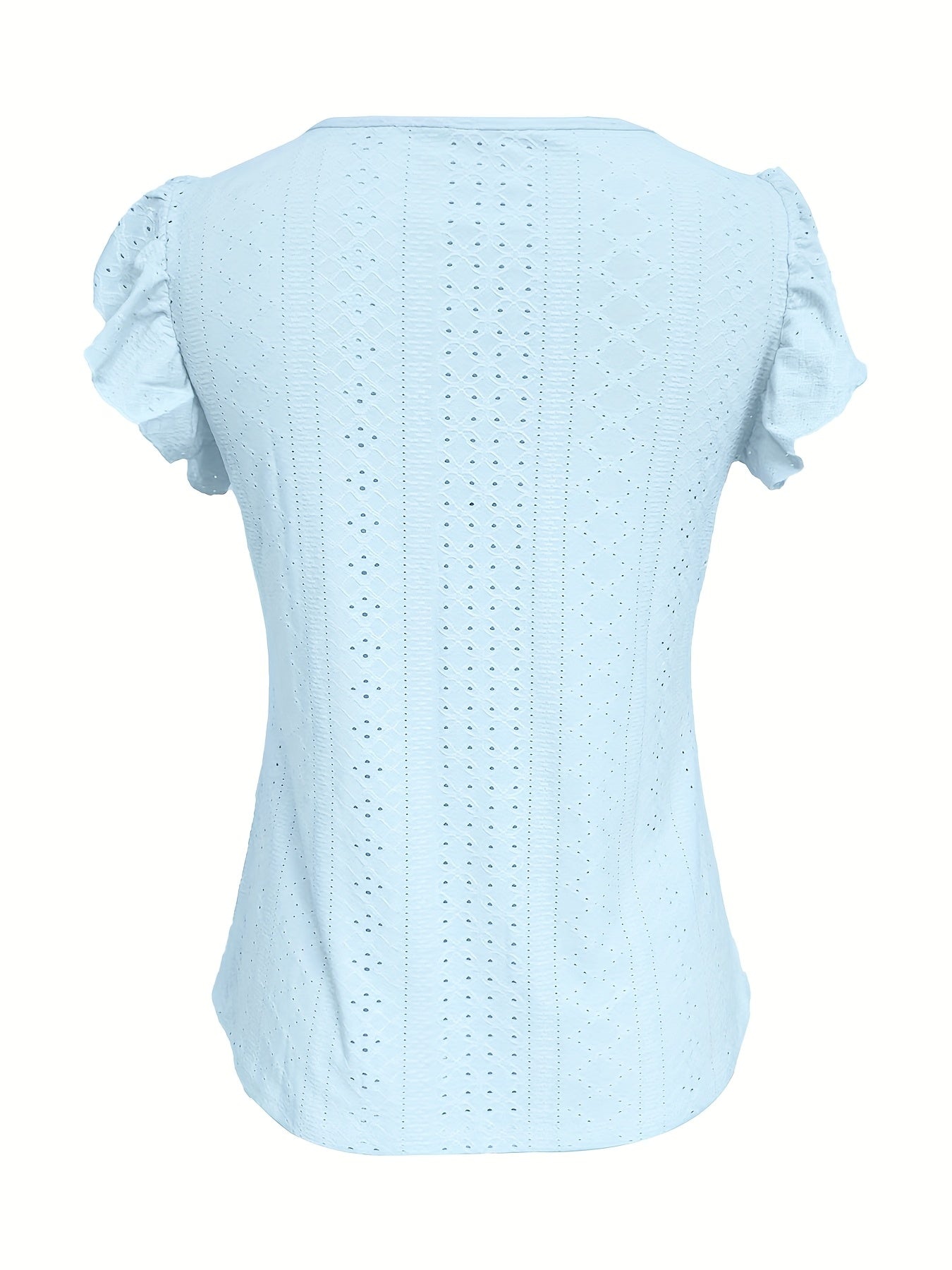 Womens Casual Breathable Solid Colour Semi-Sheer Round Neck Short Sleeve T-Shirt Top