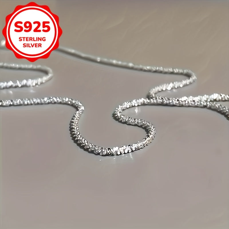 Womens 925 Silver Plated Sparkling Collarbone Chain Necklace