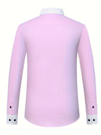 Mens Double-Layer Collar Long Sleeve Casual & Formal Style Contrast Shirt