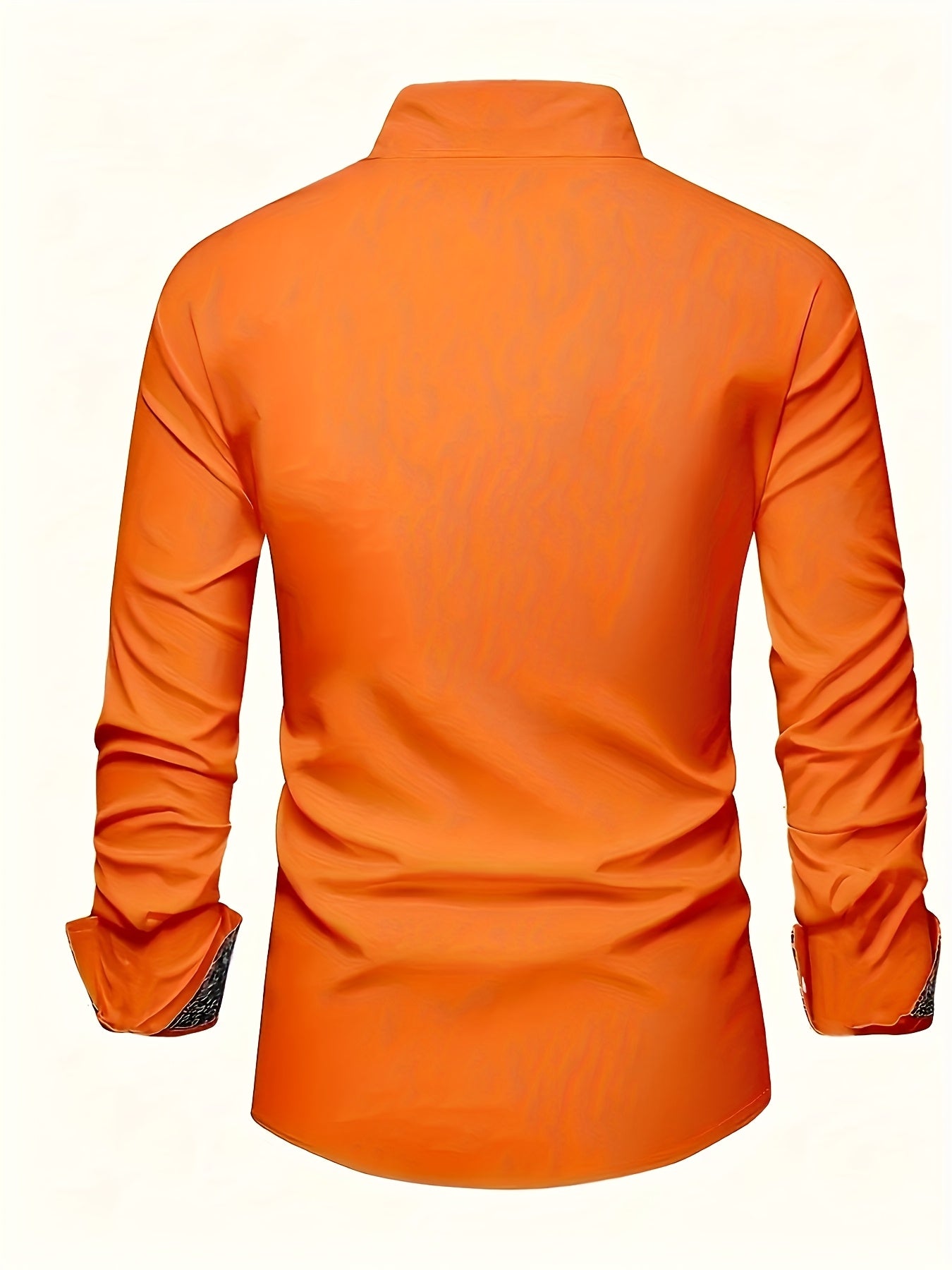 Mens Casual Lapel Collar Long Sleeve Position Print Shirt
