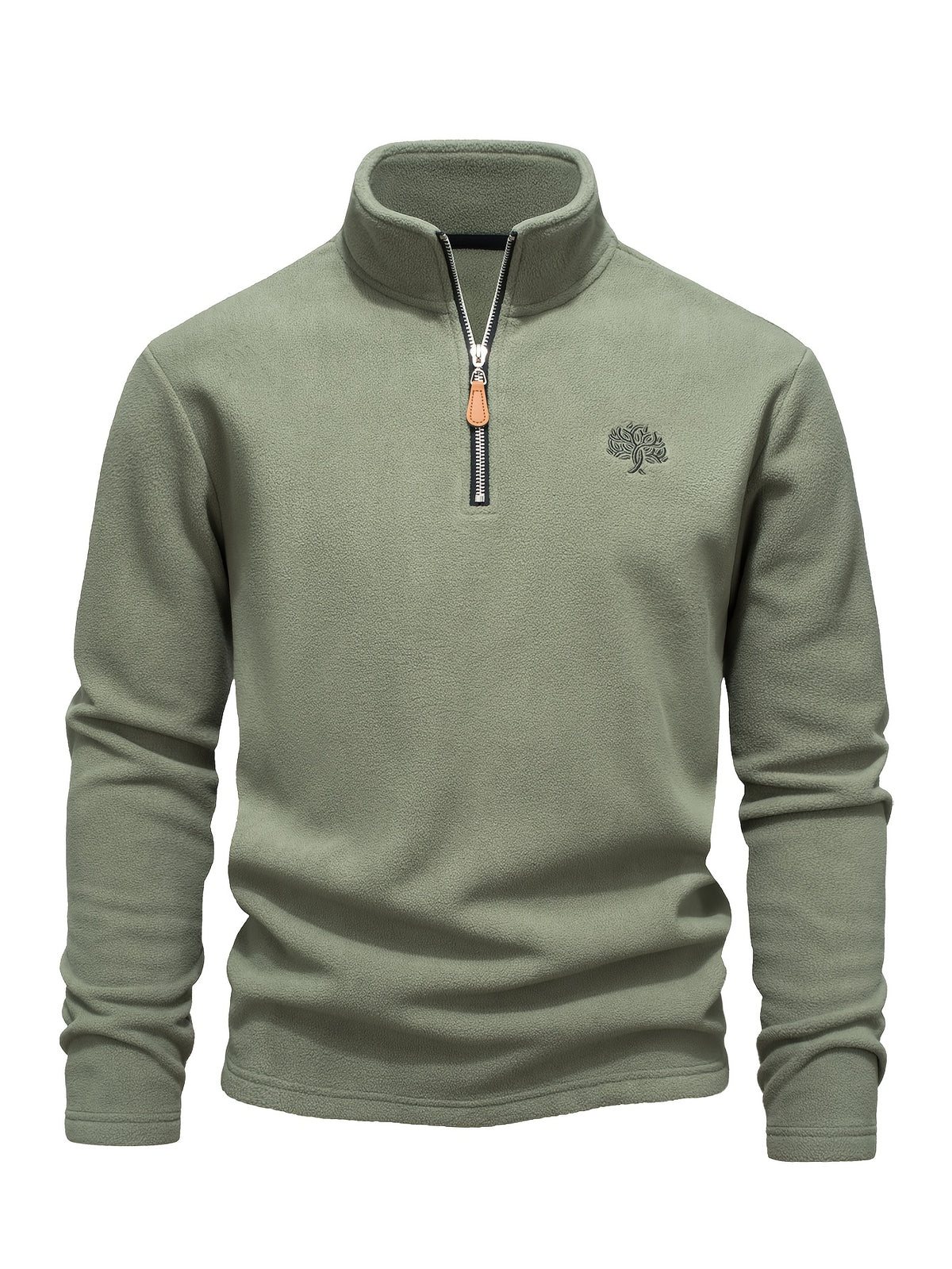 Mens Casual Solid Colour Outdoor Half-Zip Long Sleeve Classic Style Fleece Sweatshirt
