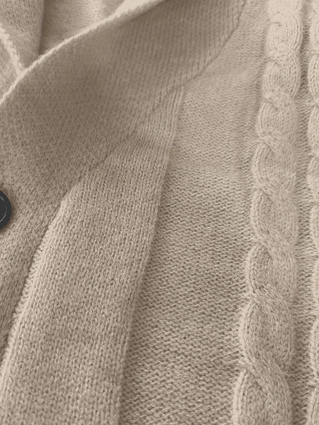 Mens Casual Thick Long Sleeve Cable Knit Buttoned Cardigan