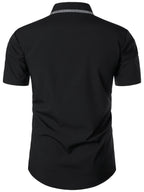 Mens Plaid Collar Classic Design Casual Short Sleeve Shirt