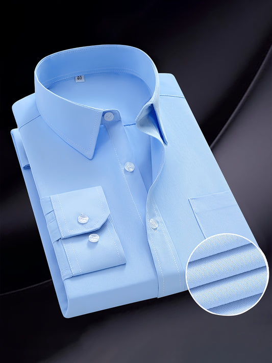 Mens Classic Business Formal Button-Up Long Sleeve Dress Shirt